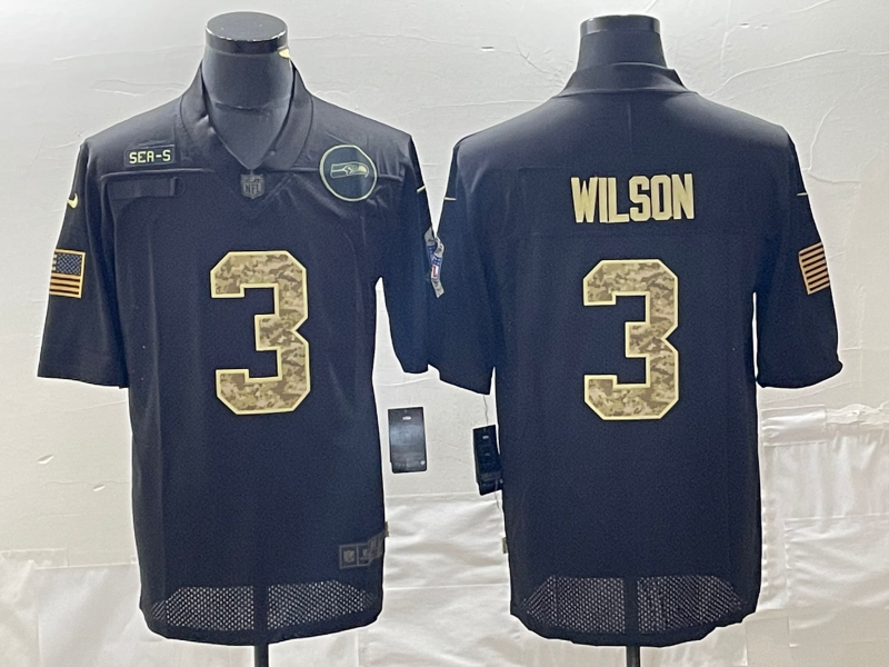 Men's Seattle Seahawks Russell Wilson #3 Black Jersey